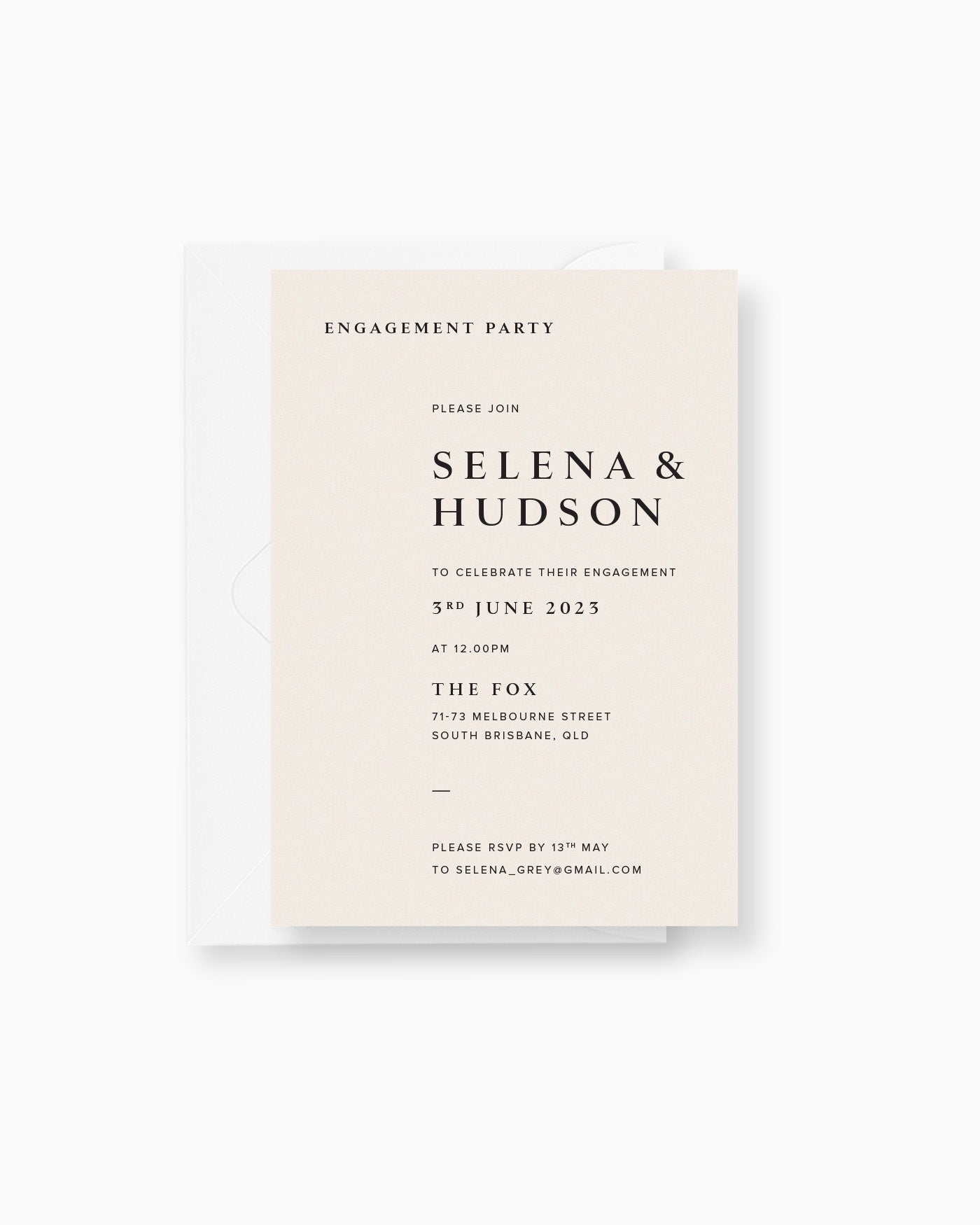 Peppermint Press Stationery Suite Selena Engagement Invite