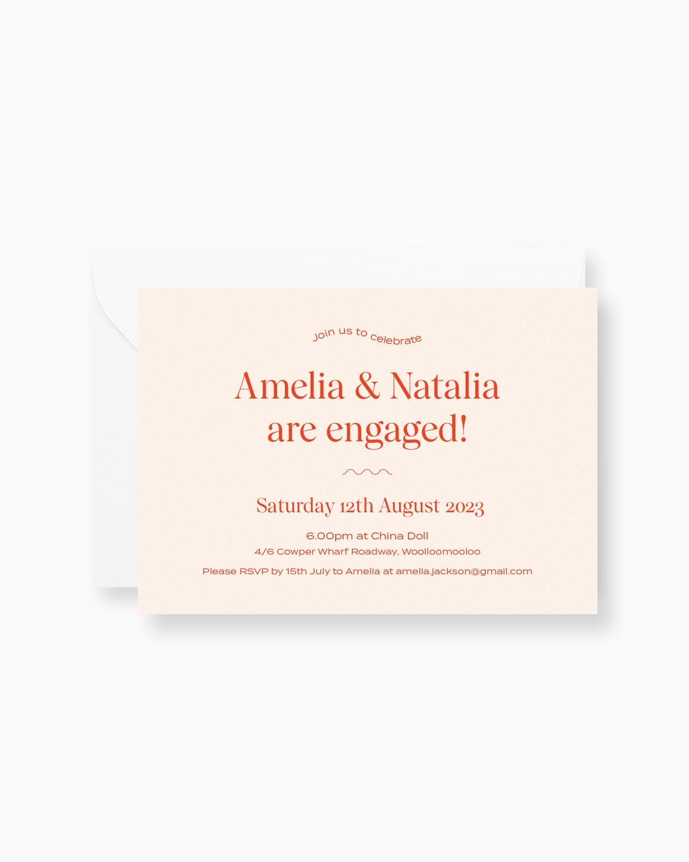 Peppermint Press Stationery Suite Wave Engagement Invite