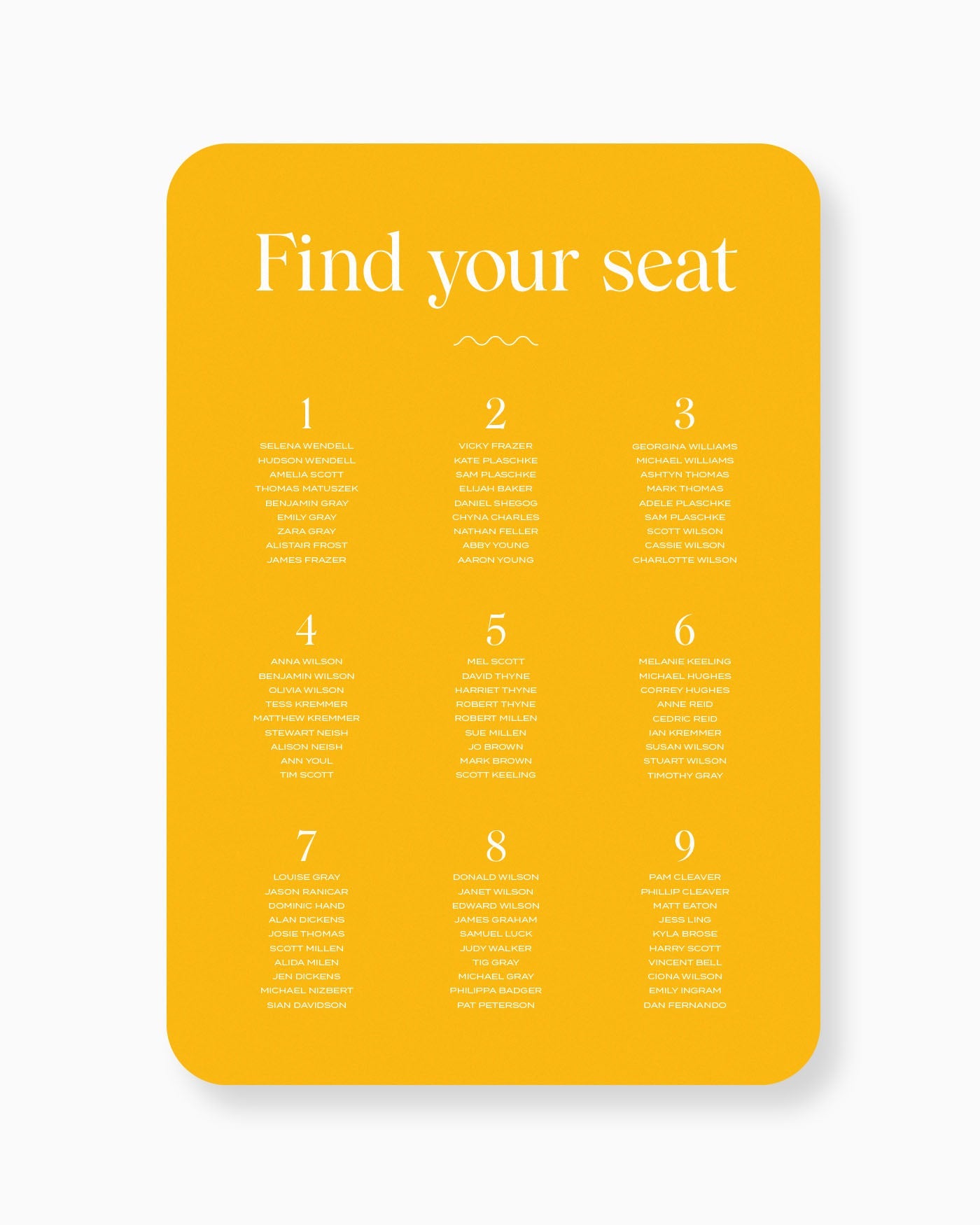 Wave Seating Chart Peppermint Press
