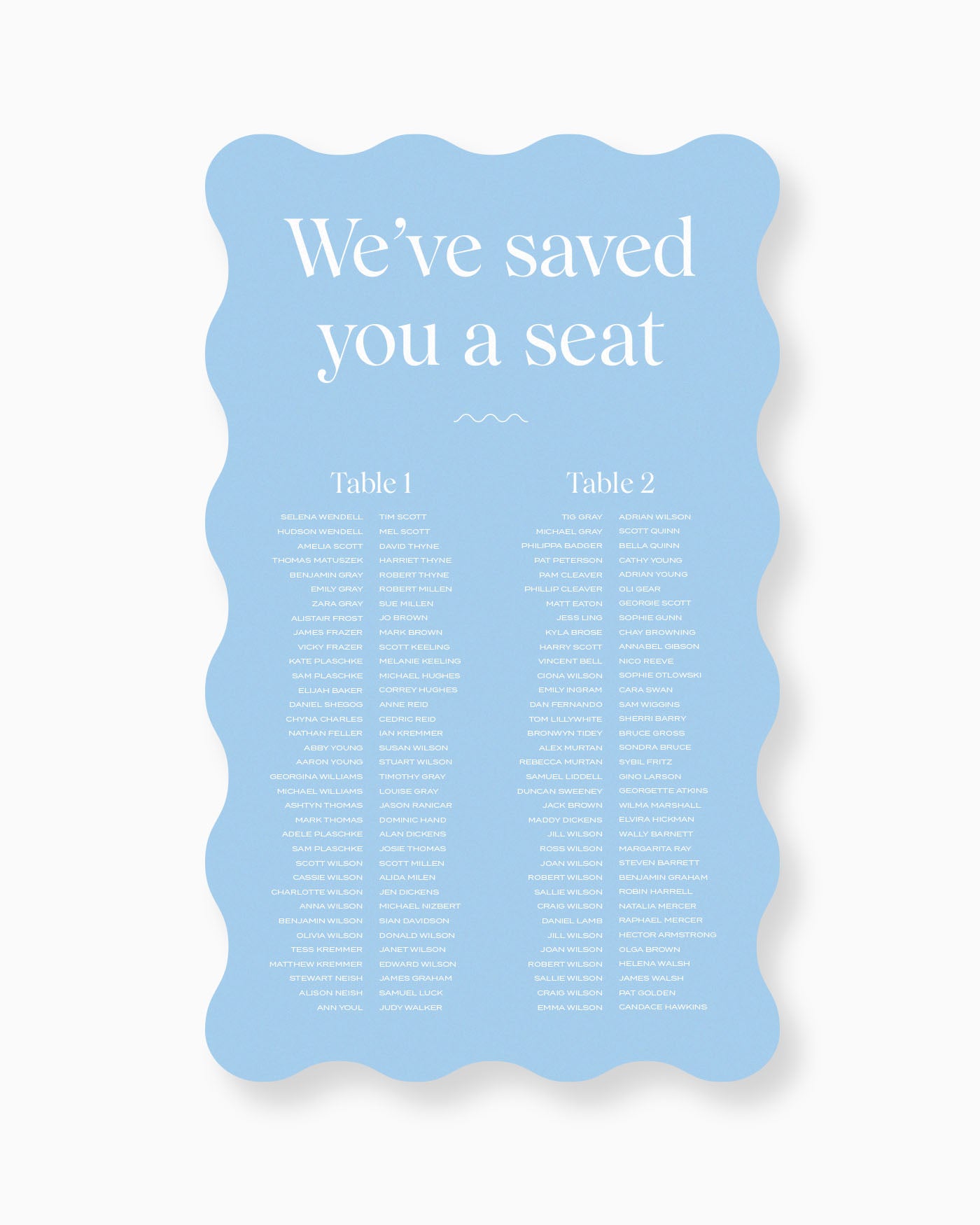 Wave Seating Chart Peppermint Press
